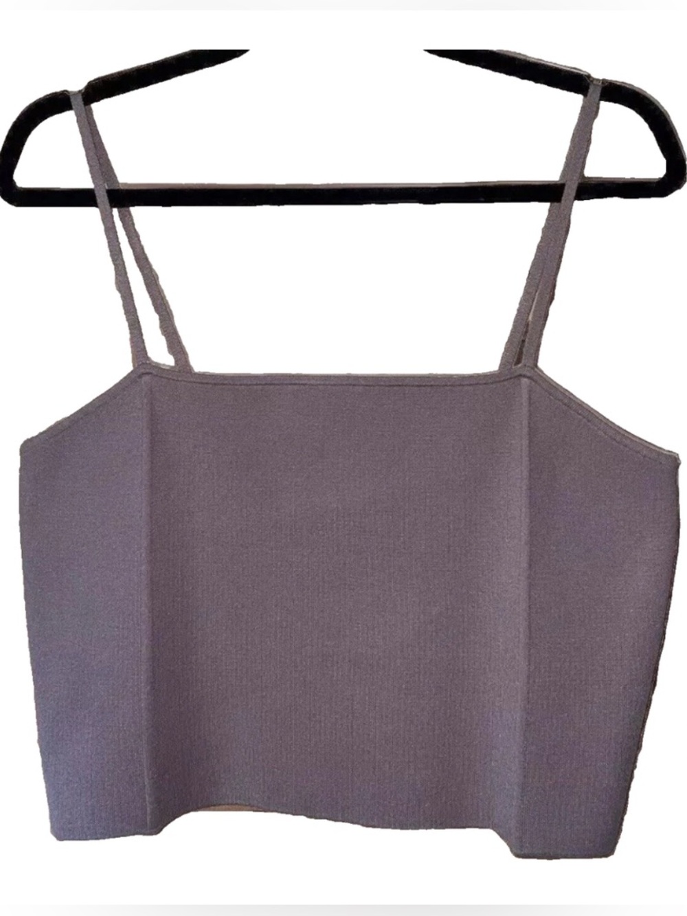Express Nude - Mocha Knit Square Neck Cropped Cami Tank Top